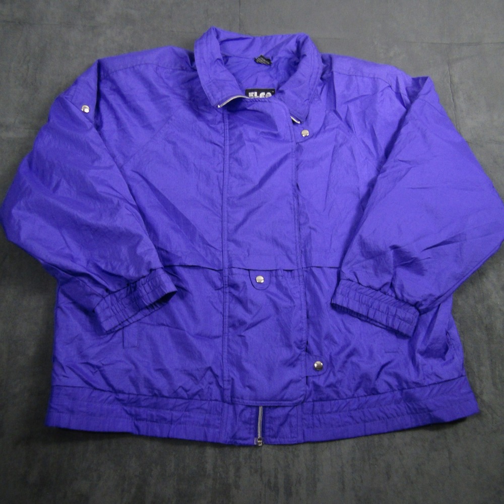 ELCO Windbreaker Jacket Mens 22W Purple Full Zip Lightweight Vintage Style